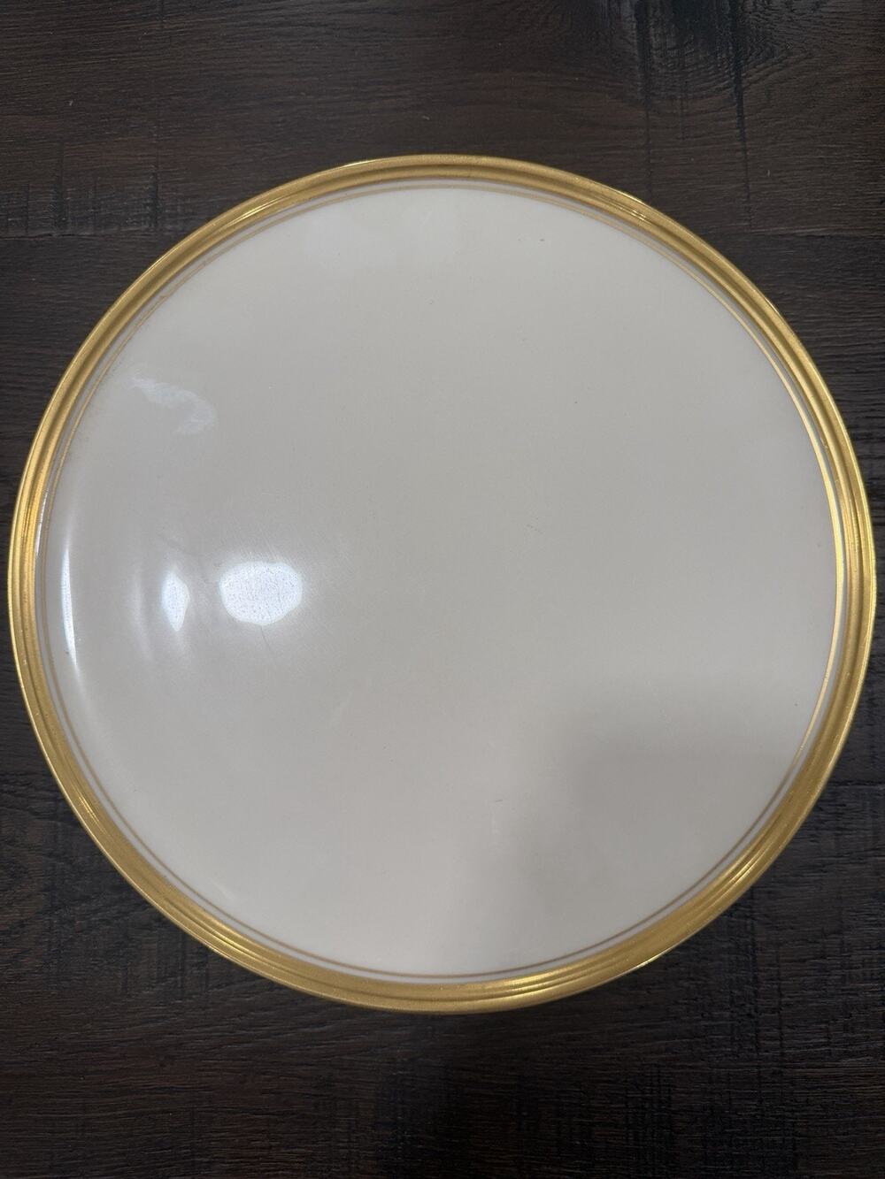Vintage Lenox 12” Cake Plate Serving Platter Ivory China Gold Trim Made in USA